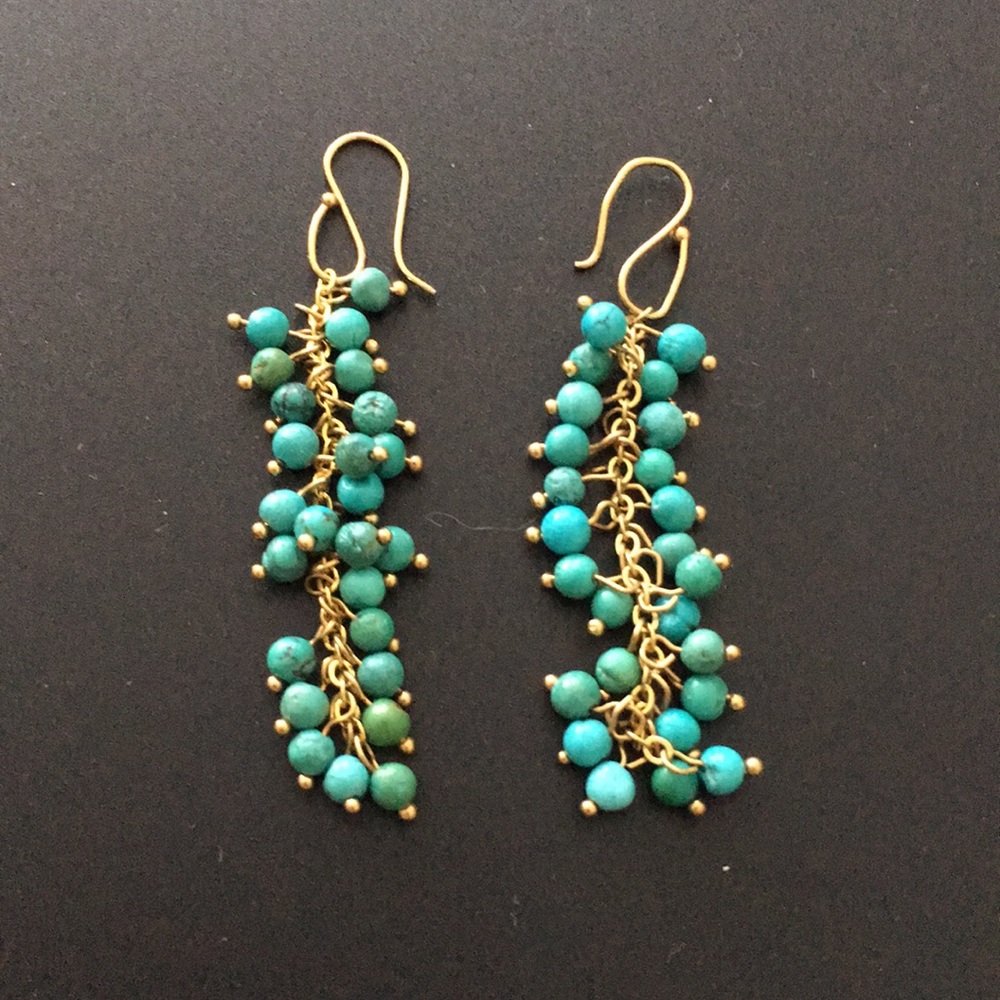 Faux Turquoise grape seed hanging earrings